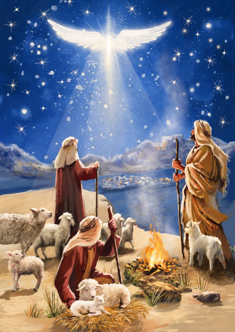 Religious Nativity Premium Christmas & New Year Cards, 24-Pack Assortment, 6 Designs (4 Each)
