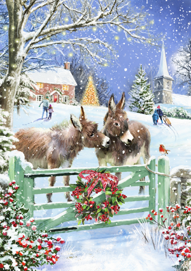 Snowy Christmas & Happy New Year Greeting Card Box Set, 24 Cards, 6 Festive Designs