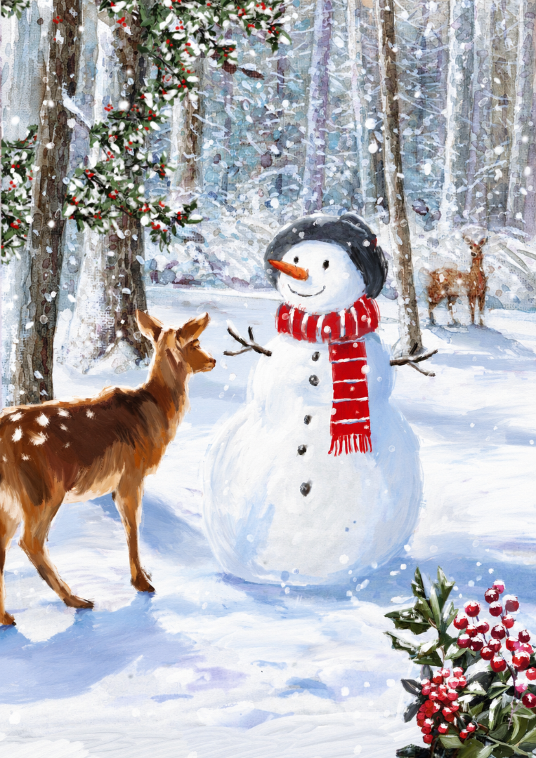 Snowy Christmas & Happy New Year Greeting Card Box Set, 24 Cards, 6 Festive Designs