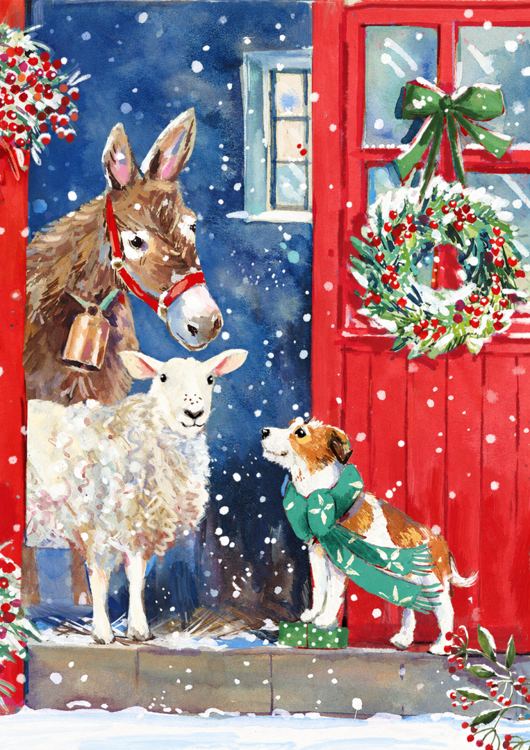Festive Farmyard Premium Christmas & New Year Greeting Cards Set, 24-Pack, 6 Assorted Designs, 4 of Each