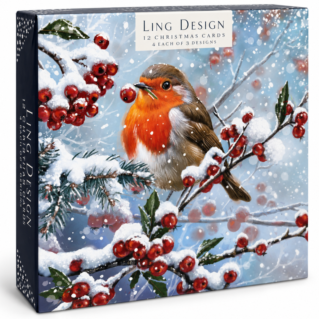 Snowy Animals Festive Christmas & New Year Cards ? Deluxe Large Box of 12, 3 Designs