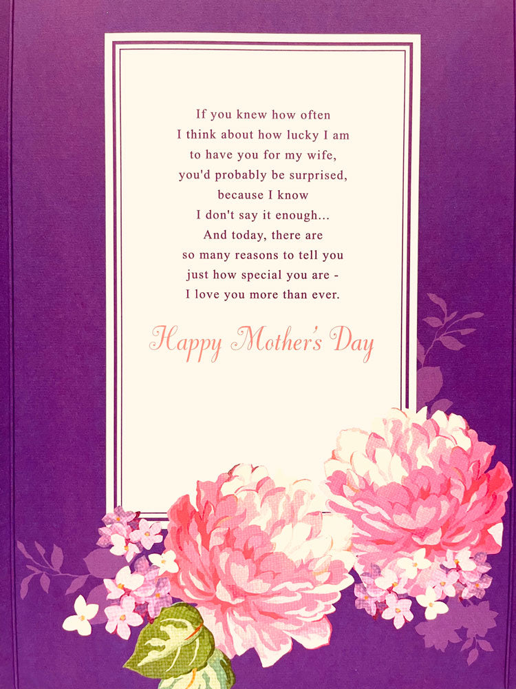 To My Wife on Mother's Day Special Chance For Me to Remind You... on Mother's Day Luxury Large Floral Card from Hallmark