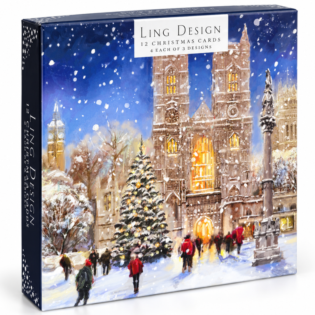 Festive Church Visit Deluxe Christmas & New Year Cards Box Set ? 12 Large Cards, 3 Assorted Designs