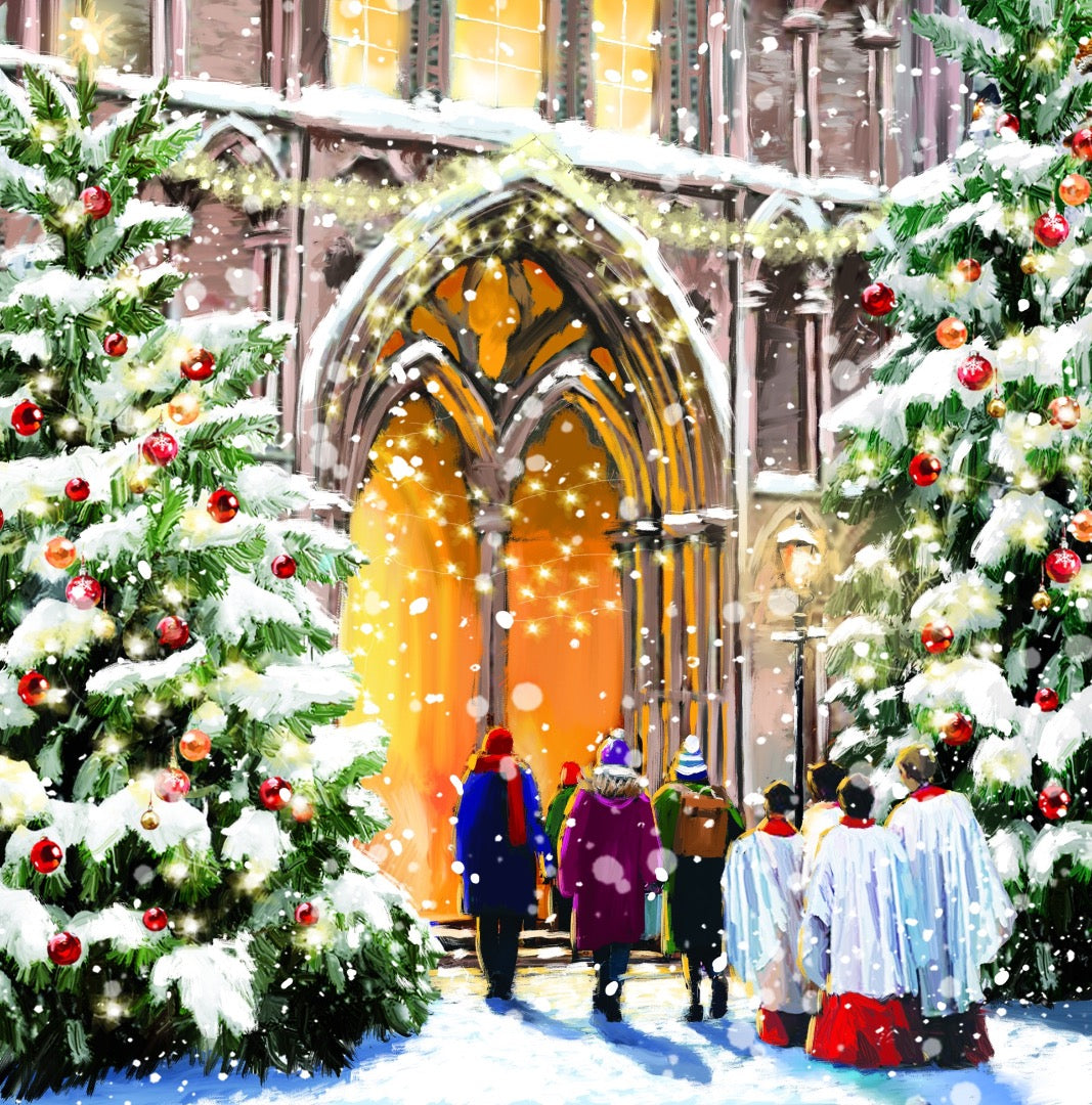 Festive Church Visit Deluxe Christmas & New Year Cards Box Set ? 12 Large Cards, 3 Assorted Designs