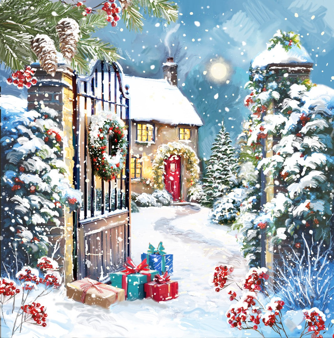 Home for Xmas Festive Art Deluxe Christmas & New Year Cards Box Set, 12 Pack, 3 Designs
