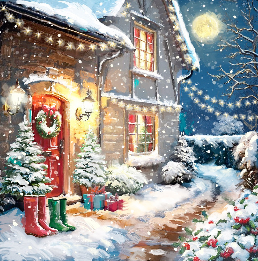 Home for Xmas Festive Art Deluxe Christmas & New Year Cards Box Set, 12 Pack, 3 Designs