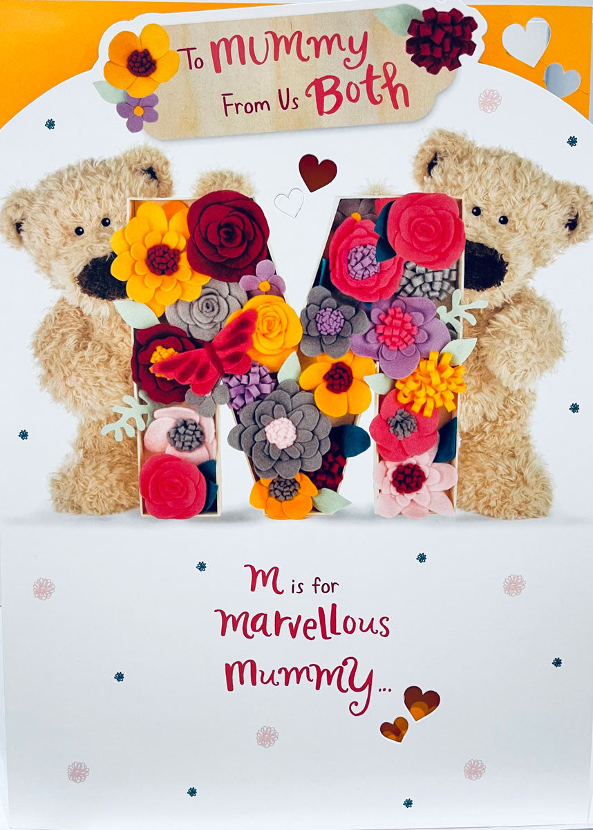 To Mummy From Us Both M is for Marvelous Mummy... Luxury Large Floral Mothers Day Card from Hallmark