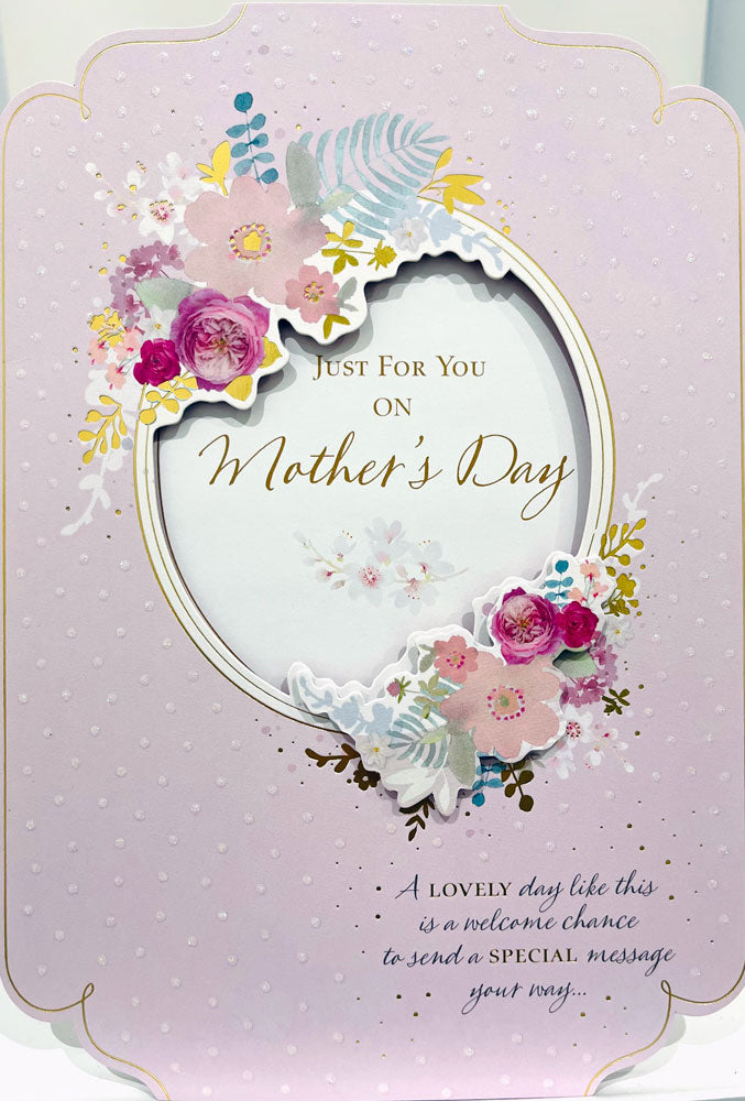 Just For You on Mother's Day A Lovely Day like this... Delicately Put Special Floral Pink and Gold Card From Hallmark