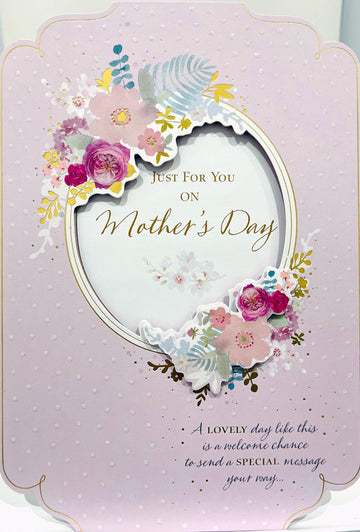 Just For You on Mother's Day A Lovely Day like this... Delicately Put Special Floral Pink and Gold Card From Hallmark