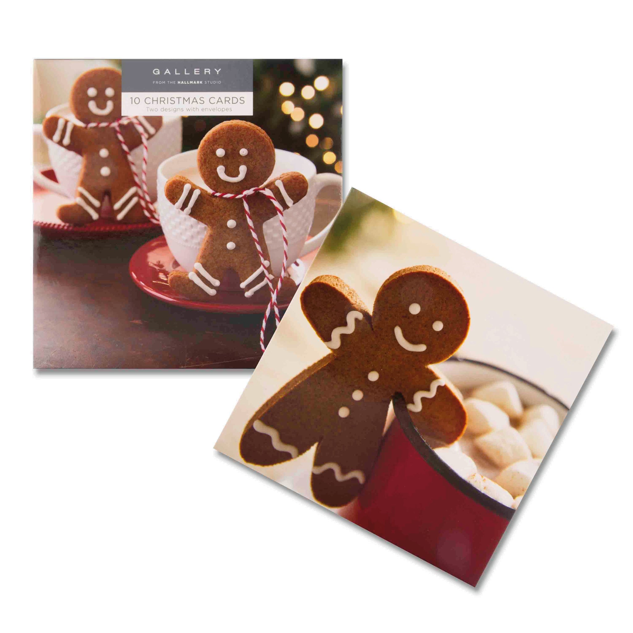 Gingerbread Man 10 Gloss Photo Finish Blank Christmas Cards (5 each of 2 Designs)  Xmas Box by Hallmark Studio Gallery