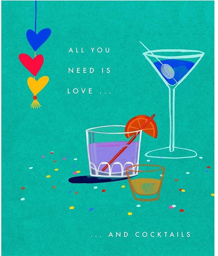 All You Need Is Love And Cocktails Any Occasion Blank Greeting Card  - Cup Cycling by James Cropper for Hallmark