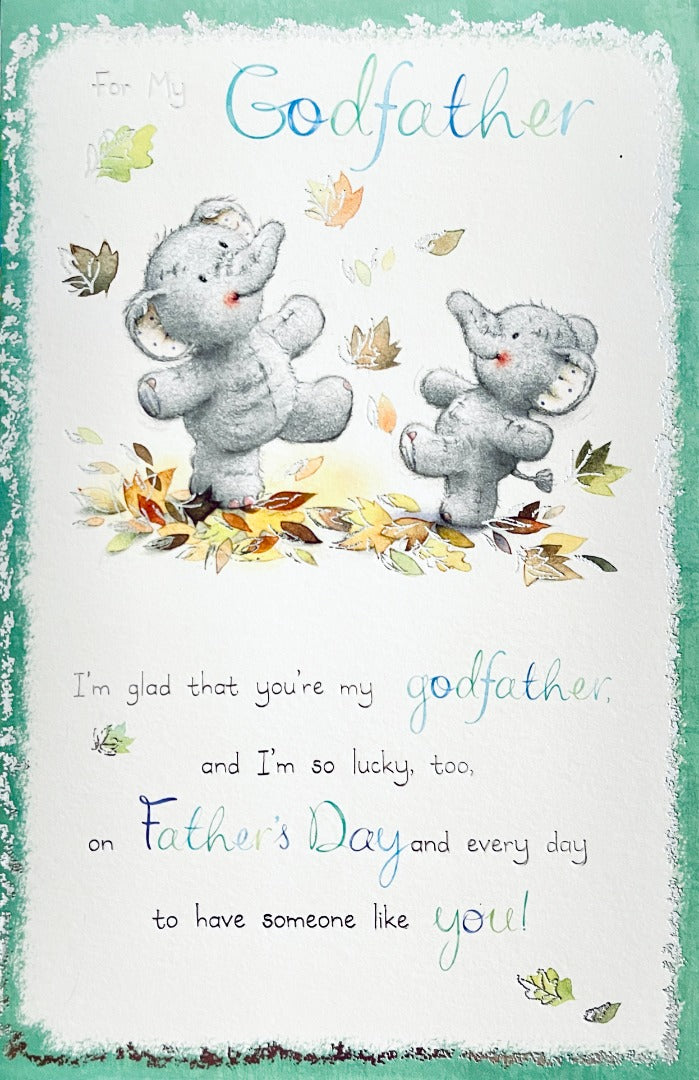 For My Godfather Father's Day Card - Elephant Elliot and Buttons