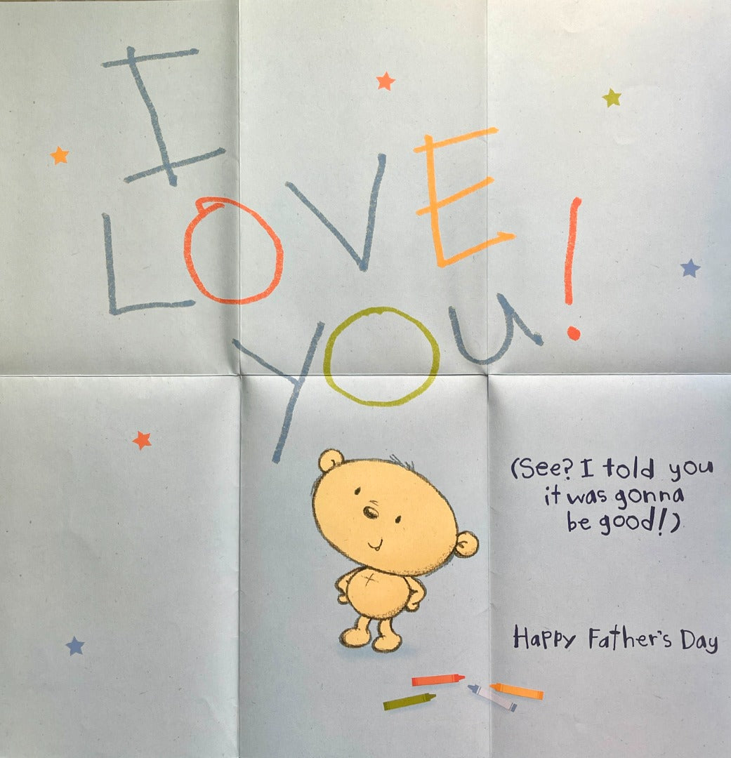Daddy I Love You Happy Fathers Day Teddy Bear Fold Out Poster Card
