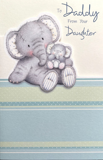 Daddy From Your Daughter Happy Father's Day Card Cute Elephants
