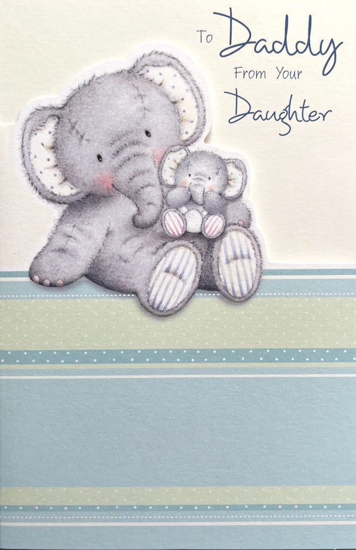 Daddy From Your Daughter Happy Father's Day Card Cute Elephants