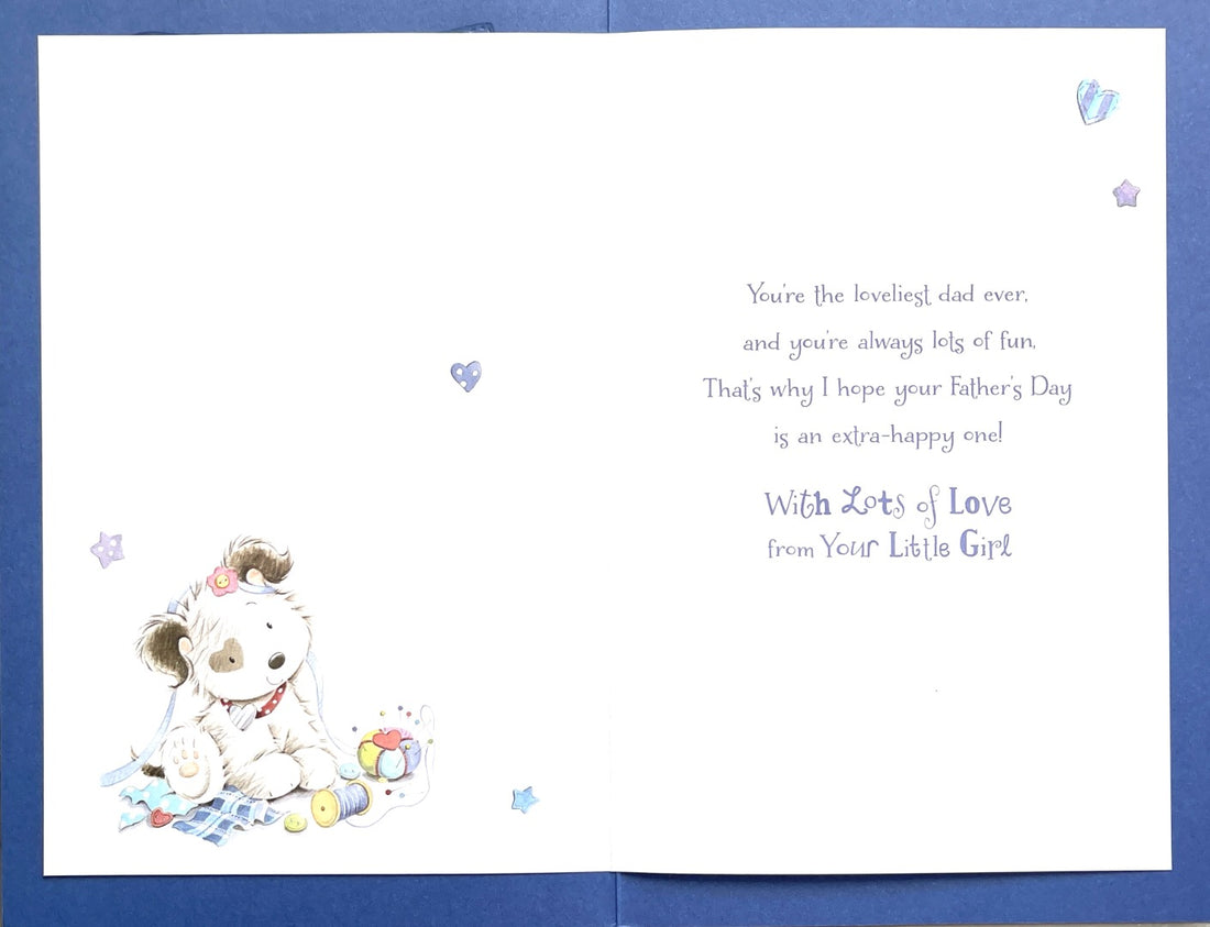 Dad from your Daughter Happy Father's Day Greeting Card Cute Puppy Dog Glitter and Crafts