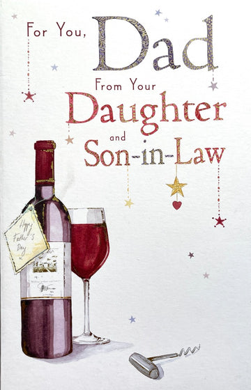 Dad from Your Daughter and Son-in-Law Happy Father's Day Greeting Card - Red Wine Art