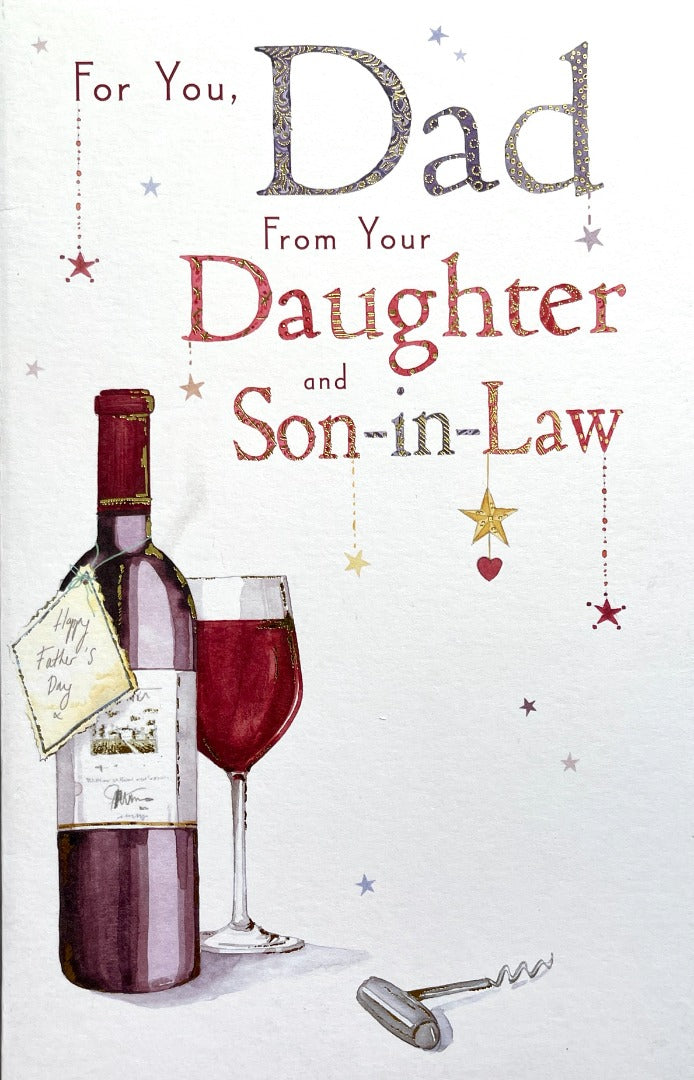 Dad from Your Daughter and Son-in-Law Happy Father's Day Greeting Card - Red Wine Art