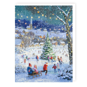 Traditional Advent Calendar Festive Skating Village 24 Doors Christmas Countdown
