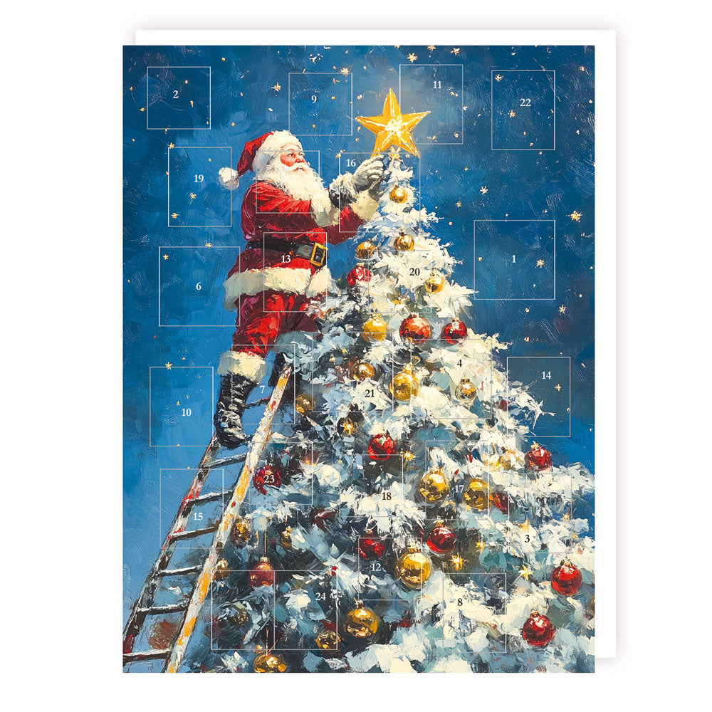 Traditional Santa Tree Star Advent Calendar with 24 Doors Christmas Countdown