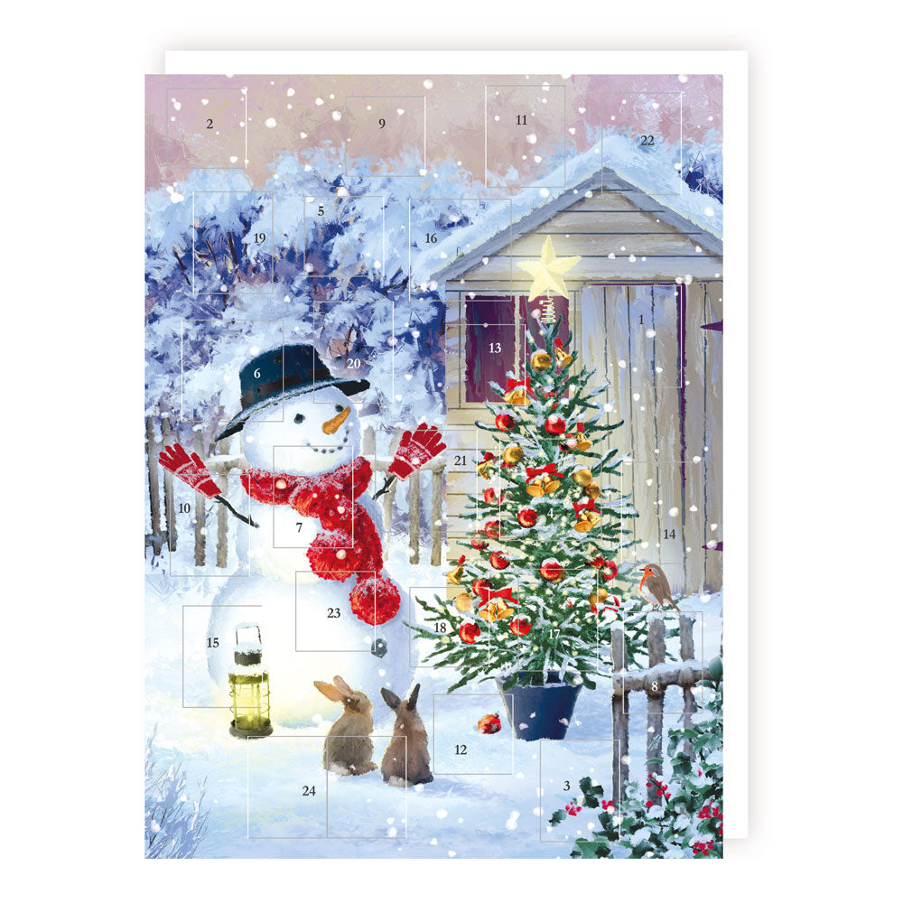 Snowman & Hares Christmas Advent Calendar ? 24 Doors Cute Xmas Design