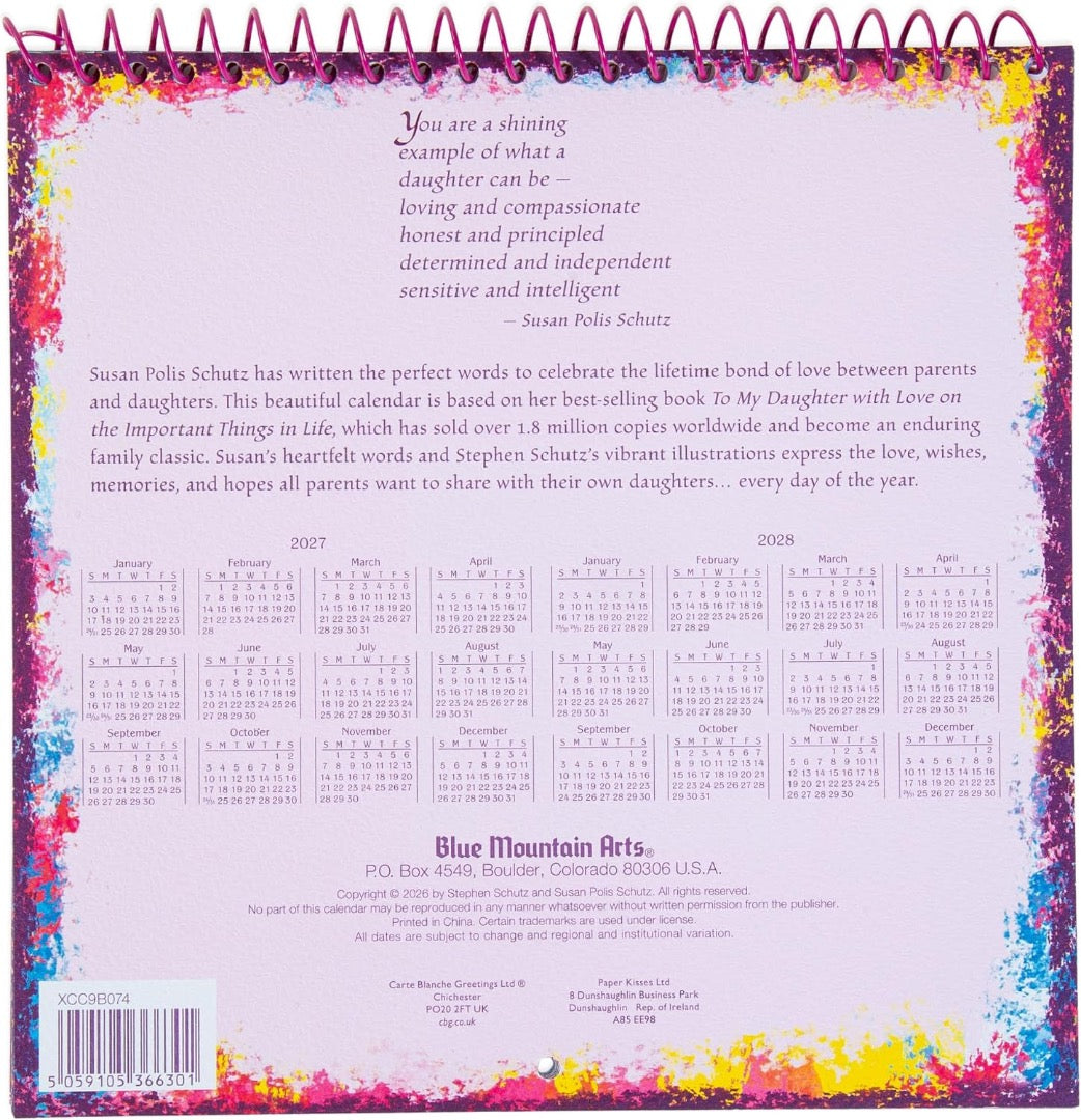 For My Beautiful Daughter 2027 Hanging Wall Calendar by Susan Polis Schutz, Blue Mountain Arts Collection, 19.6 x 19.6 cm