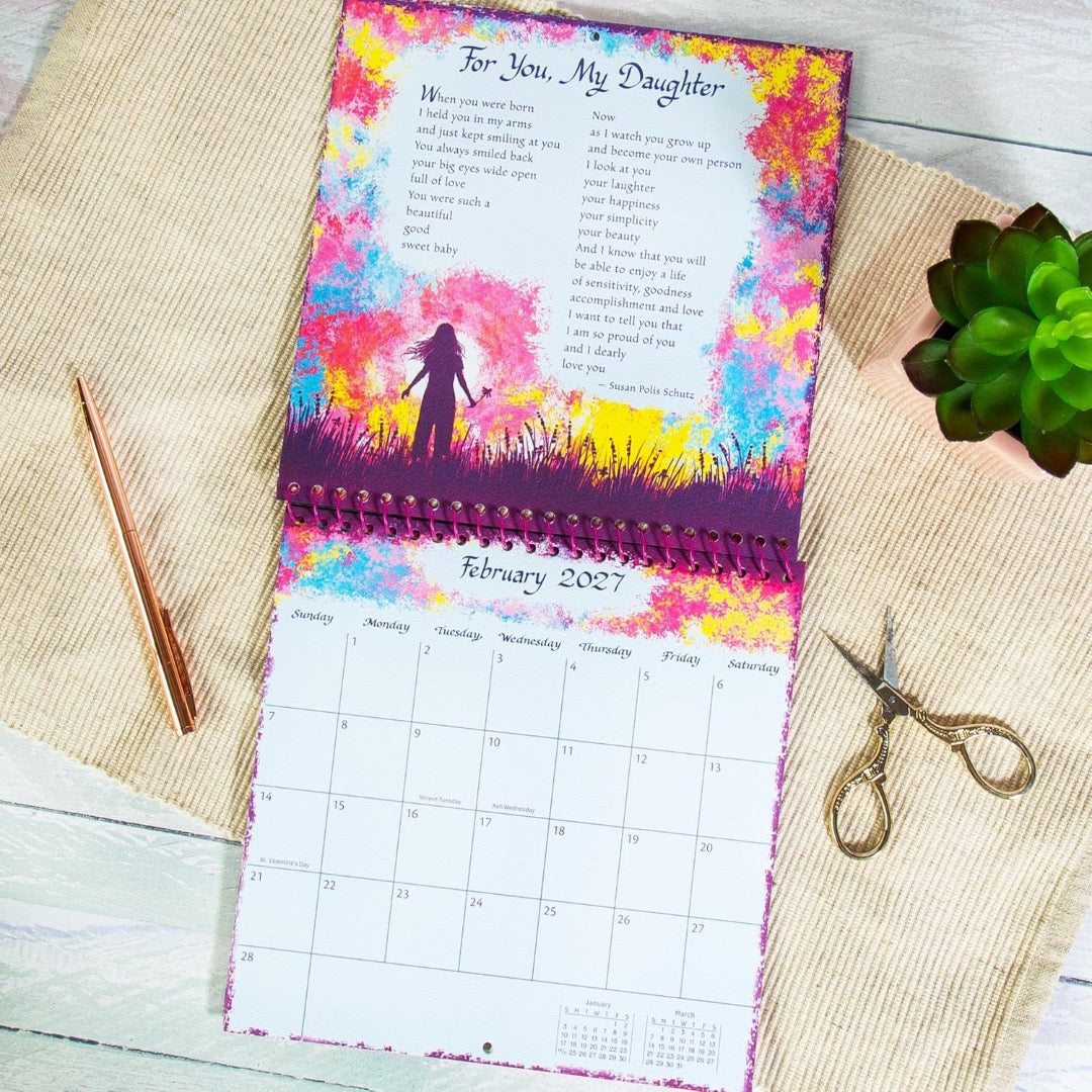 For My Beautiful Daughter 2027 Hanging Wall Calendar by Susan Polis Schutz, Blue Mountain Arts Collection, 19.6 x 19.6 cm