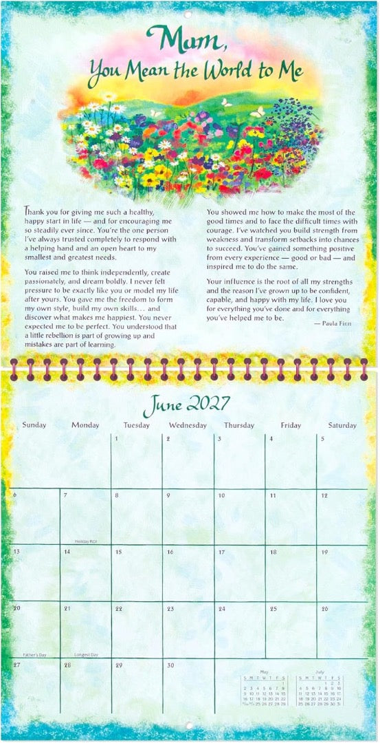 Mum Thank You for a Lifetime of Love 2027 Hanging Wall Calendar, Blue Mountain Arts Collection, 19.6 x 19.6 cm