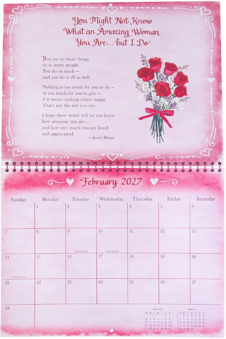Blue Mountain Arts I Love You Mum 2027 Large Hanging Wall Calendar, 30.5 x 23cm