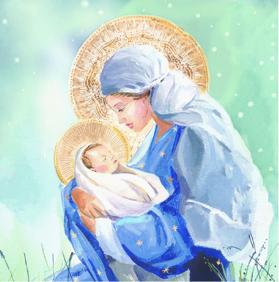 Ling Design Religious Charity Christmas Cards - Pack of 6 Square Xmas Cards with Envelopes - Nativity, Three Kings, Madonna & Holy Family Designs - 40p Donated to UK Charities