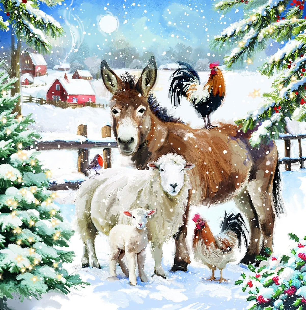 Ling Design Wildlife Charity Christmas Cards - Pack of 6 Square Xmas Cards with Envelopes - Robin, Highland Cow, Pheasant, Geese, Sheep & Dog Designs - 40p Donated to UK Charities