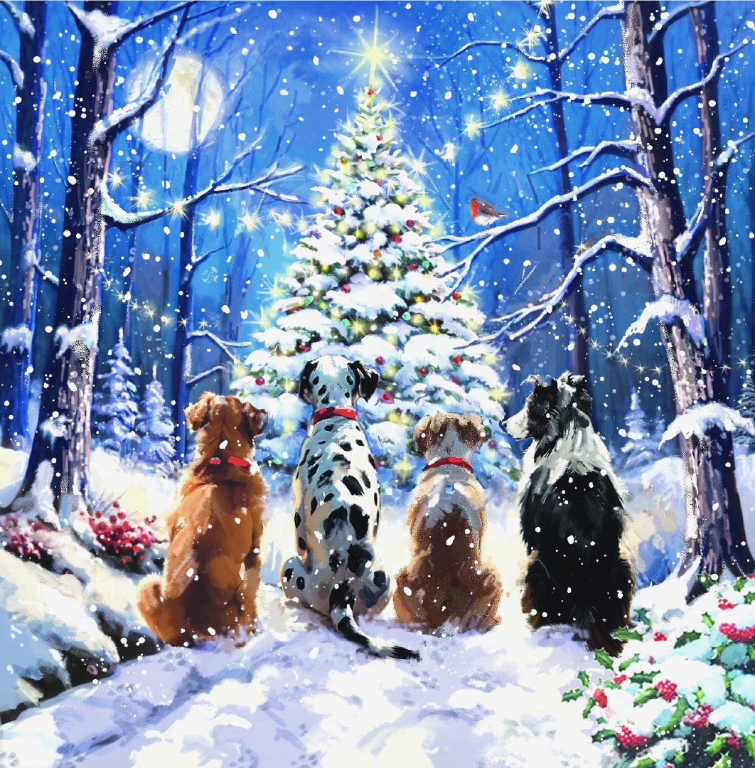 Ling Design Vintage Charity Christmas Cards - Pack of 6 Square Xmas Cards with Envelopes - Robin, St Paul's, Santa's Sleigh, Snowman & Skating Designs - 40p Donated to UK Charities