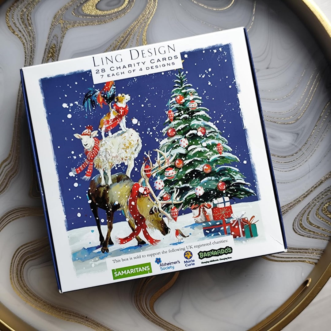 Ling Design Festive Animals Charity Boxed Christmas Cards, Box of 28, 4 Designs