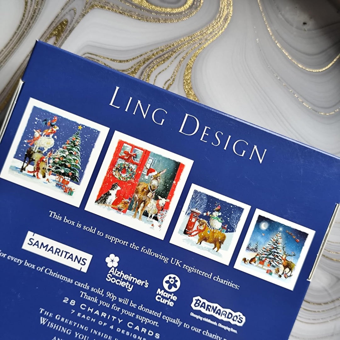 Ling Design Festive Animals Charity Boxed Christmas Cards, Box of 28, 4 Designs