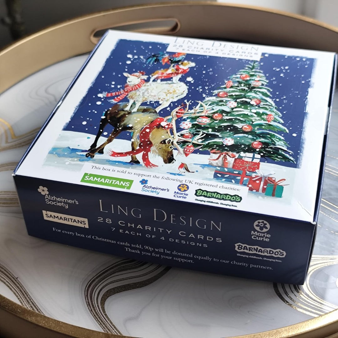Ling Design Festive Animals Charity Boxed Christmas Cards, Box of 28, 4 Designs