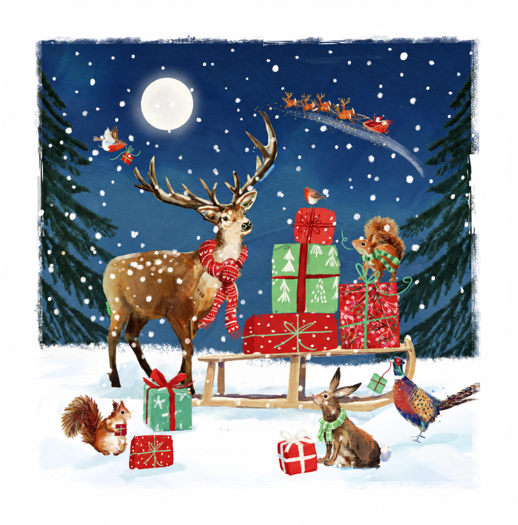 Ling Design Festive Animals Charity Boxed Christmas Cards, Box of 28, 4 Designs