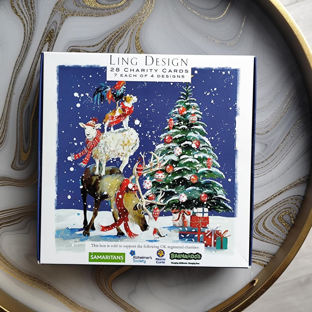 Ling Design Festive Animals Charity Boxed Christmas Cards, Box of 28, 4 Designs