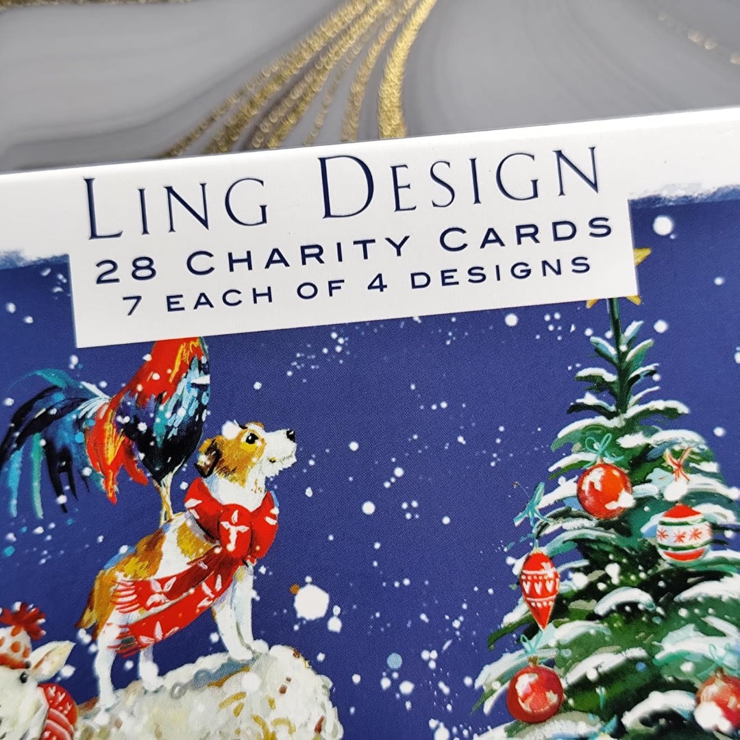 Ling Design Festive Animals Charity Boxed Christmas Cards, Box of 28, 4 Designs