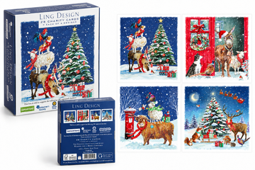 Ling Design Festive Animals Charity Boxed Christmas Cards, Box of 28, 4 Designs