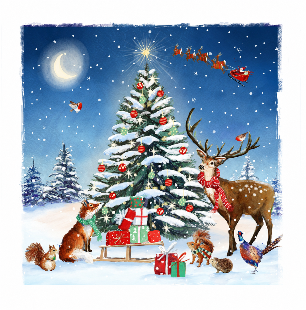 Ling Design Festive Animals Charity Boxed Christmas Cards, Box of 28, 4 Designs
