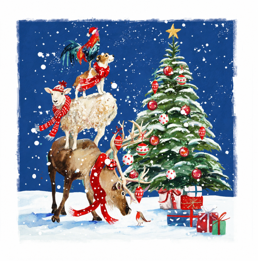 Ling Design Festive Animals Charity Boxed Christmas Cards, Box of 28, 4 Designs