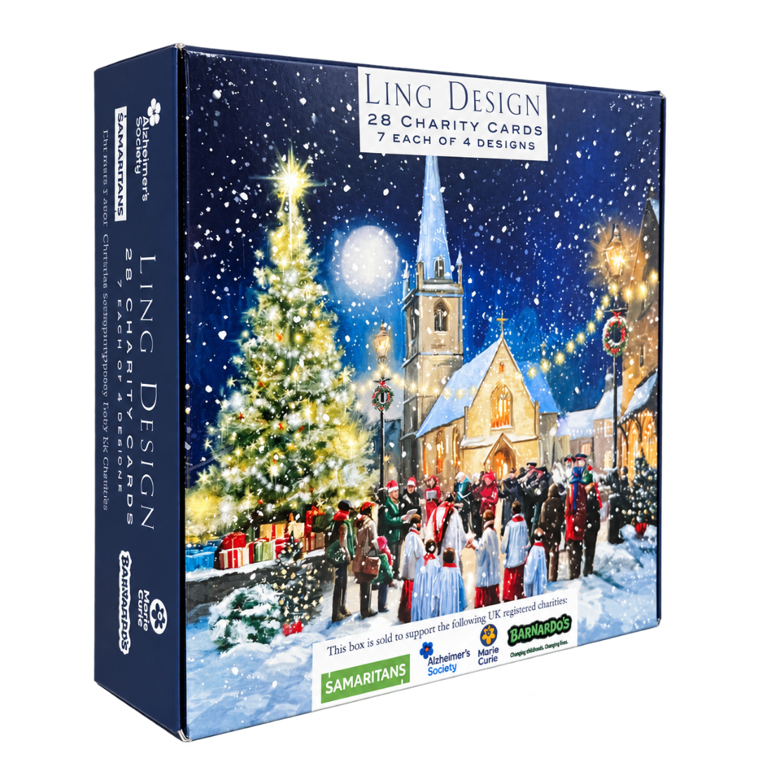 Ling Design Festive Church & Choir Charity Christmas Cards, Box Set of 28 Cards
