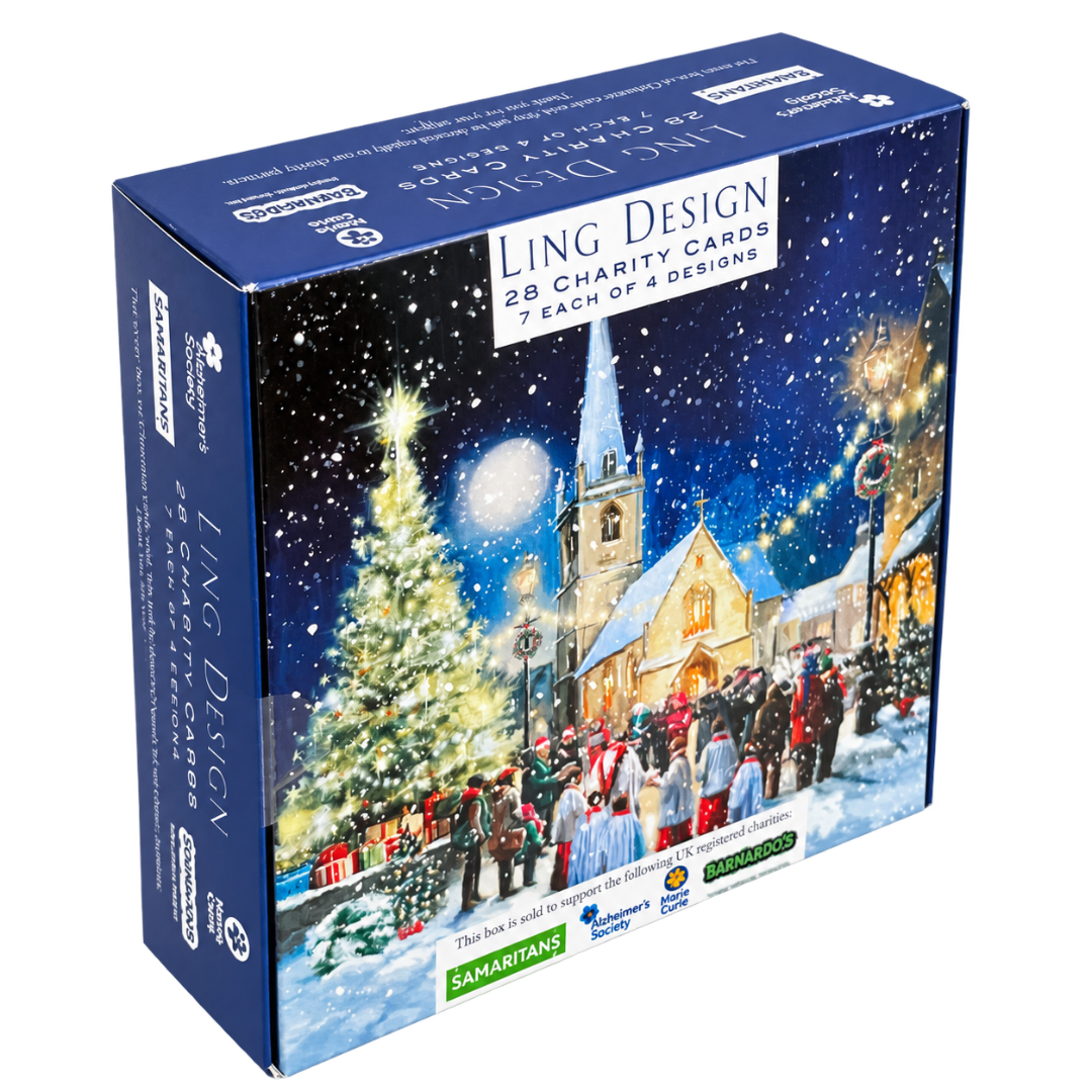 Ling Design Festive Church & Choir Charity Christmas Cards, Box Set of 28 Cards