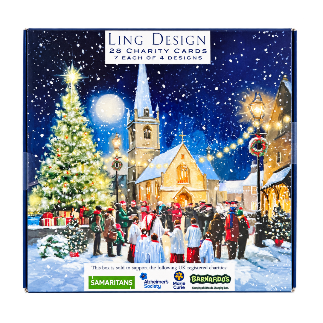 Ling Design Festive Church & Choir Charity Christmas Cards, Box Set of 28 Cards