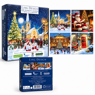 Ling Design Festive Church & Choir Charity Christmas Cards, Box Set of 28 Cards