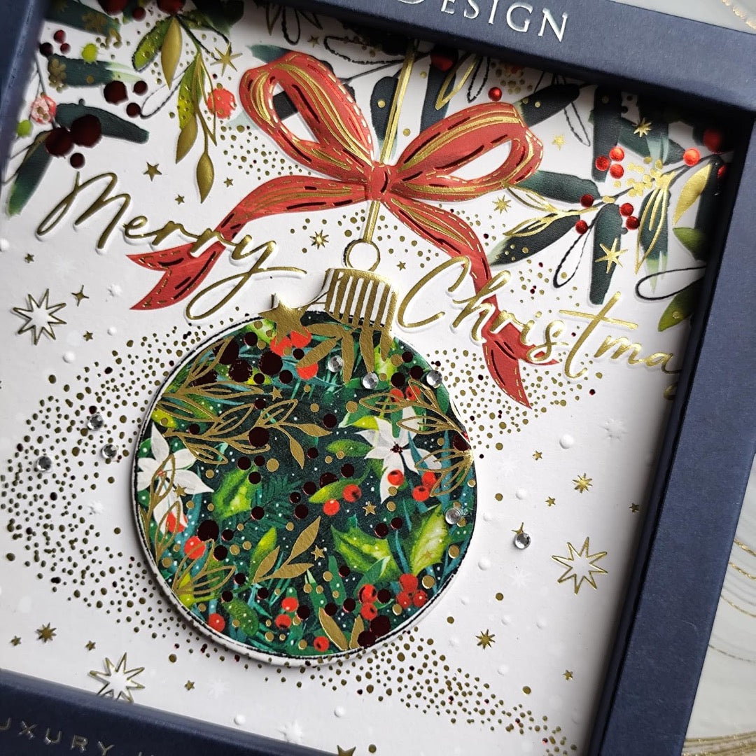 Luxury Festive Bauble Embellished Handmade Christmas Cards ? Box of 5 by Ling Design