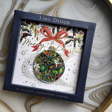 Luxury Festive Bauble Embellished Handmade Christmas Cards ? Box of 5 by Ling Design