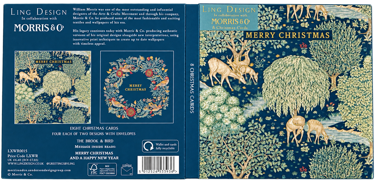 Morris & Co. Merry Christmas Woodland Deer Christmas Cards - Pack of 8 Wallet