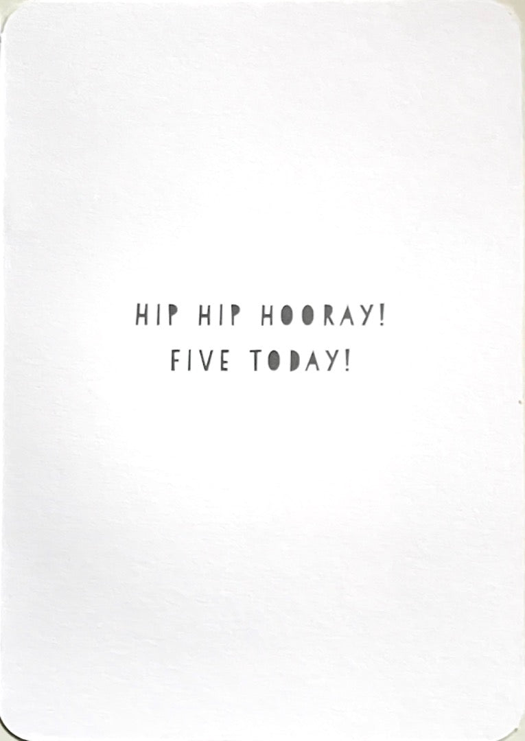 Five Today 5 Happy Birthday Card 5th Roar Dinosaur with Party Hat Contemporary Art