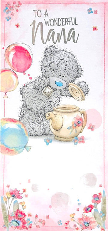 To A Wonderful Nana Birthday Card - Me To You Tatty Teddy Bear with Teabag Making Pot of Tea